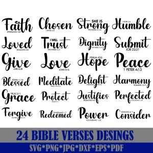 Bible Verses SVG Designs Bundle, Christian Inspirational Saying SVG Files Bible Verse SVG