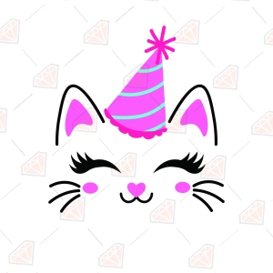 Birthday Cat SVG – Cute Party Cat Cut File