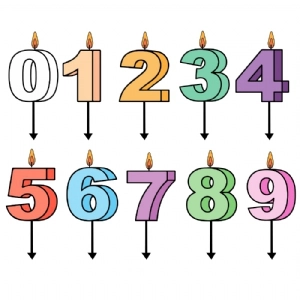 Birthday Numeral Candle Svg Vector Files, Birthday Candles Clipart Birthday SVG