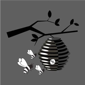 Black and White Beehive SVG, Bee and Beehive SVG Instant Download Bee SVG