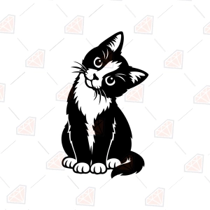 Black and White Cat SVG – Cute Tuxedo Cat Cut File