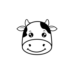 Black and White Cute Cow Head SVG, Baby Cow Face Cow SVG