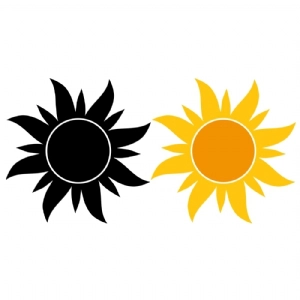 Black and Yellow Sun SVG Clipart Cut Files, Instant Download Drawings