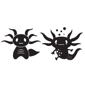 Black Axolotl Amphibians SVG, Cute Axolotl SVG Clipart Wild & Jungle Animals SVG