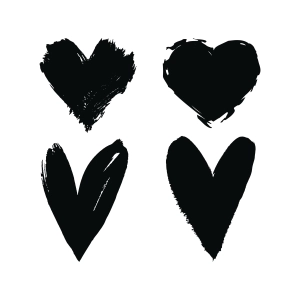 Black Brush Heart SVG Cut Files, Brsuh Stroke Heart Clipart Drawings