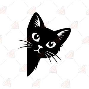 Black Cat Face SVG – Peeking Black Cat Cut File