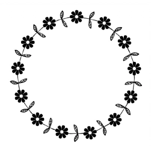 Black Daisy Wreath SVG, Daisy Clipart Cut File Instant Download Flower SVG