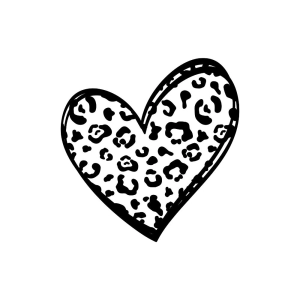 Black Doodle Leopard Heart SVG Leopard Print SVG