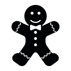 Black Gingerbread SVG Cut File, Xmas Ornament SVG Instant Download Christmas SVG