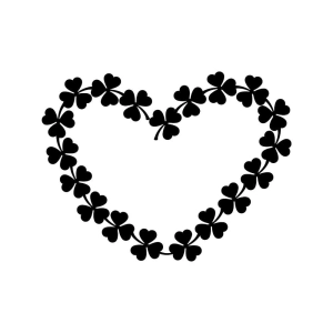 Black Heart with Shamrocks SVG, Wreath SVG St Patrick's Day SVG