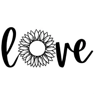 Black Love Sunflower SVG, Love Sunflower Instant Download Sunflower SVG