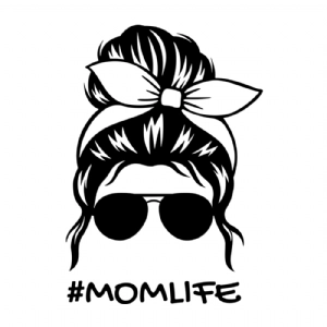 Black Messy Bun SVG Cut File | Mom Life Bandana SVG Messy Bun SVG