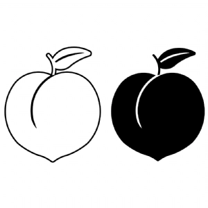 Peach Svg Silhouette and Outline Fruits and Vegetables SVG