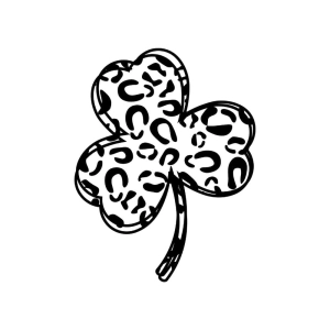 Black Shamrock Leopard SVG, Clover Outline SVG Shamrock SVG