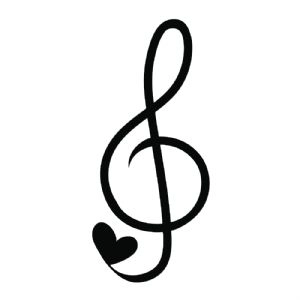 Black Treble Clef with Heart Svg Music SVG