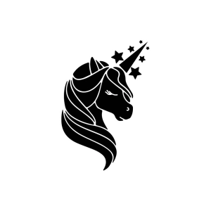 Black Unicorn Head SVG, Unicorn SVG Vector Instant Download Cartoons