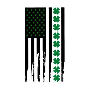 Black Shamrock USA Flag SVG, Clover Flag SVG Shamrock SVG
