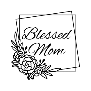 Blessed Mom SVG with Floral Square Mom SVG