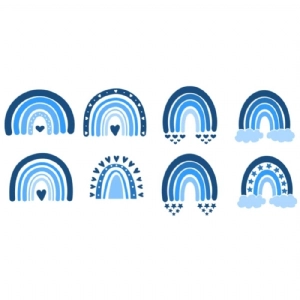 Boho Rainbow SVG Bundle, Cute Blue Rainbow Clipart Files Rainbow SVG