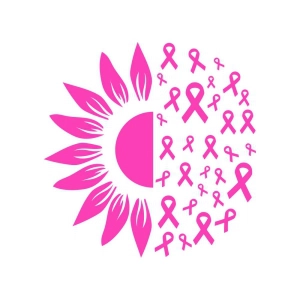 Breast Cancer Flower SVG, Sunflower with Ribbon SVG Sunflower SVG