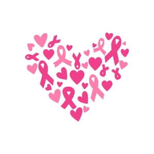 Breast Cancer Hearts with Ribbons SVG, Cancer Heart SVG Cancer Day SVG