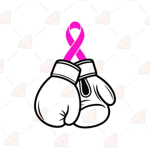 Breast Cancer Ribbon with Boxing Gloves SVG