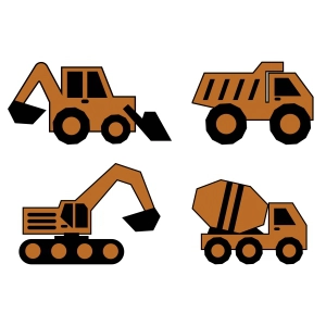 Brown Construction Trucks Bundle SVG Vector Illustration