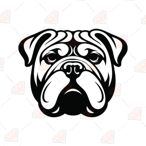 Bulldog Head SVG Vector, Bulldog Face Silhouette