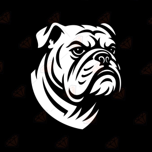 Bulldog Head SVG – White Bulldog Face Silhouette