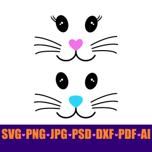 Cute Bunny Face SVG, Boy & Girl Bunny Faces SVG Bunnies SVG