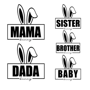 Bunny Family SVG Cut File, Easter Day SVG File Bunnies SVG