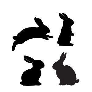 Black Easter Bunny Silhouette SVG, Cricut & Silhouette File Bunnies SVG