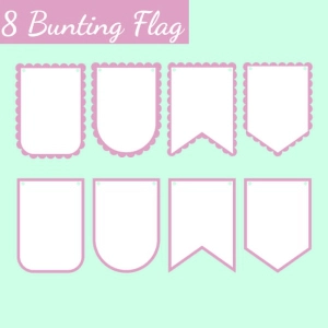 Bunting Flag SVG, Scallop Banner Template Instant Download Bundle SVG