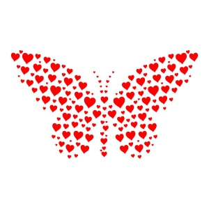 Butterfly Made with Hearts SVG, Butterfly SVG Bird SVG