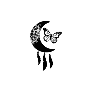 Butterfly Mandala Moon SVG Cut File, Butterfly SVG Instant Download Butterfly SVG