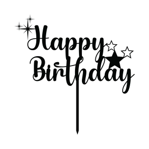 Cake Topper with Stars SVG, Happy Birthday SVG Cake Topper SVG