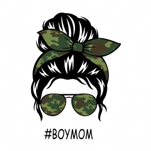 Camo Messy Bun SVG Cut File, Camo Mom Skull SVG Messy Bun SVG