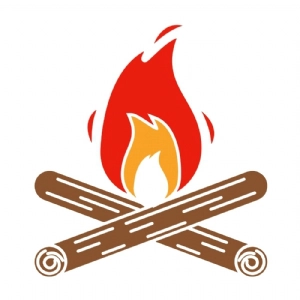Camp Fire with Wood SVG Cut Files, Fire Clipart Camping SVG