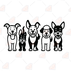 Cartoon Dogs SVG – 5 Cute Dogs Cut File