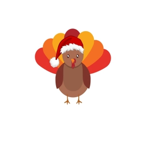 Cartoon Turkey with Santa Hat SVG Cut File Christmas SVG