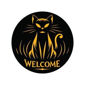 Cat Door Hanger SVG, Welcome Sign SVG for Halloween Crafts Halloween SVG