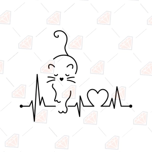 Cat Heartbeat SVG – Cute Cat Love Cut File