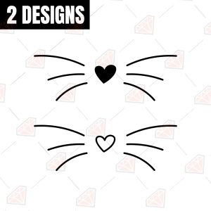 Cat Nose SVG with Whiskers – Heart Nose & Whiskers Cut File