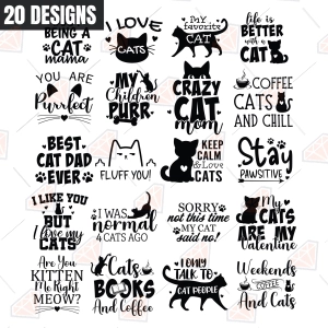 CAT Quotes SVG Bunlde - 20 Cat Sayings Cut Files