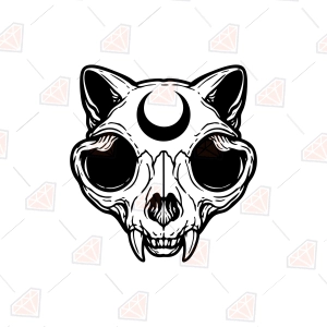 Cat Skull SVG – Gothic Cat Skull Cut File Tee