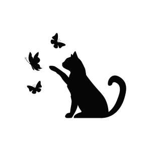 Cat with Butterfly SVG, Silhouette Download Cat SVG