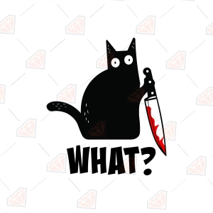 Cat with Knife SVG – Funny Cat What Meme Cut File