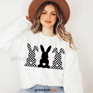 Checkered Bunnies SVG, Easter Bunny Shirt SVG Bunnies SVG