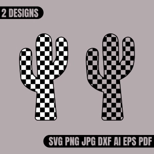 Checkered Cactus SVG, Desert SVG Flower SVG