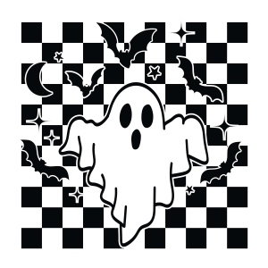 Checkered Ghost SVG File, Checkered Halloween SVG Halloween SVG